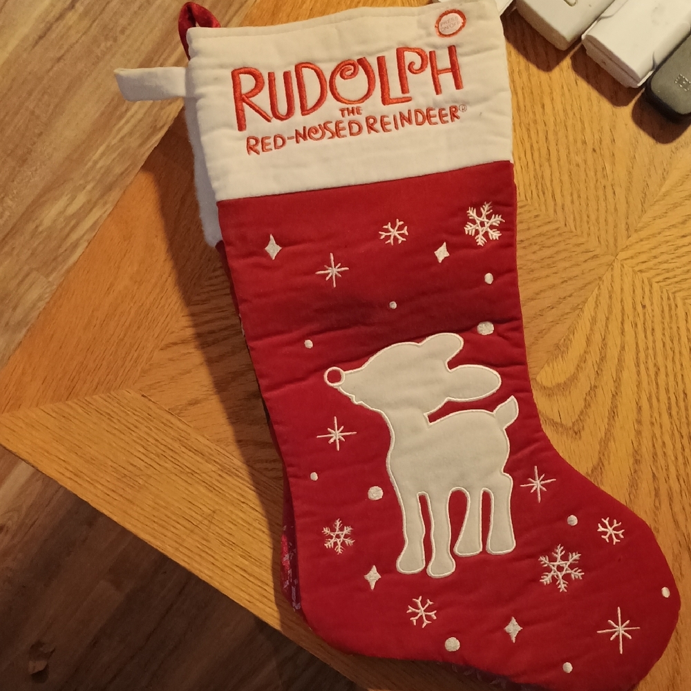 VELVET RUDOLPH THE RED-NOSED REINDEER WITH MUSIC CHRISTMAS STOCKING